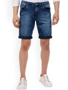 beevee Men Washed Mid-Rise Denim Shorts