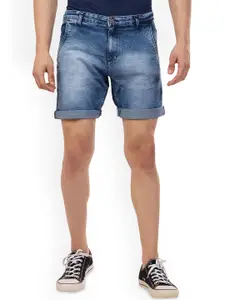 beevee Men Washed Mid-Rise Denim Shorts