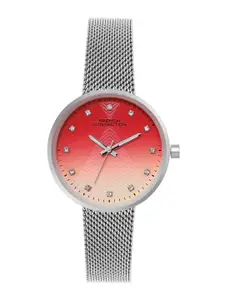 French Connection Women Embellished Dial & Stainless Steel Straps Analogue Watch FCN067SM