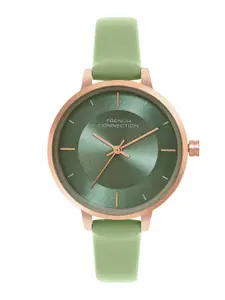 French Connection Women Embellished Dial & Leather Straps Analogue Watch FCN071NL