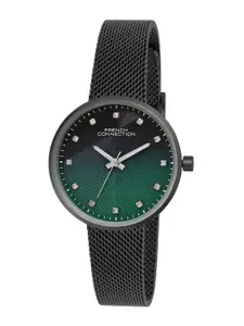 French Connection Women Embellished Dial & Stainless Steel Straps Analogue Watch FCN067BM