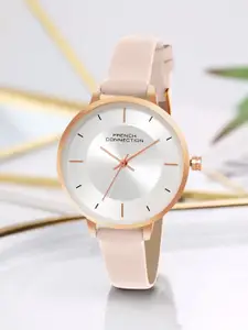 French Connection Women Embellished Dial & Leather Straps Analogue Watch-FCN071PL