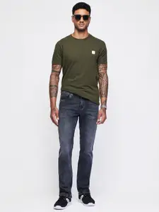 DAGERRFLY Men Relaxed Fit Mid-Rise Low Distress Light Fade Stretchable Jeans