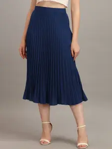 OTABU Women Accordion Pleated A-Line Midi Skirt