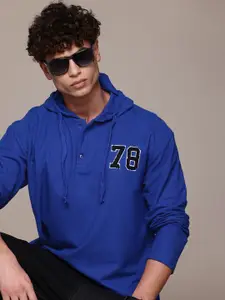 The Roadster Lifestyle Co. Varsity Applique Detail Hooded Sweatshirt