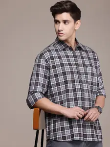 French Connection Men Premium Tartan Checked Oversized Pure Cotton Casual Shirt