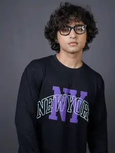 Maniac Men Round Neck Typography Printed Oversized T-Shirt