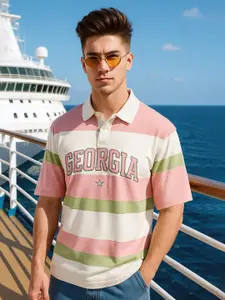 Maniac Men Polo Collar Colourblocked T-shirt