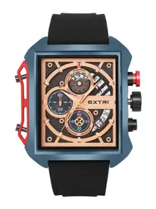 EXTRI Men Skeleton Dial & Stainless Steel Straps Analogue Watch X6059-F