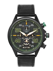 EXTRI Men Skeleton Dial & Leather Straps Analogue Watch X6055-C