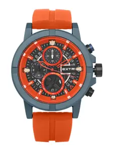 EXTRI Men Printed Dial & Rubber Straps Analogue Watch X6064-G