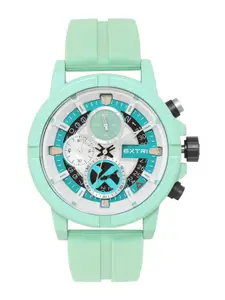 EXTRI Men Skeleton Dial & Rubber Straps Analogue Watch X6064-B