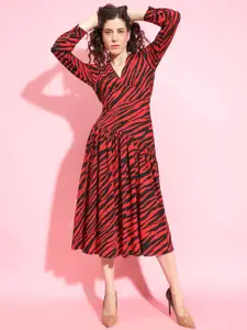 Oxolloxo Square Neck Animal Print Fit & Flare Maxi Dress