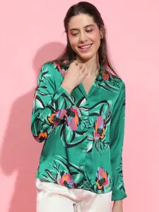 Oxolloxo Women Floral Printed Spread Collar Casual Shirt