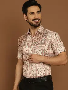 Indian Needle Men Classic Ethnic Printed Formal Shirt