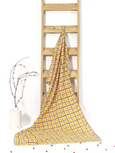 Contrast Living Women Checked Pure Cotton Scarf