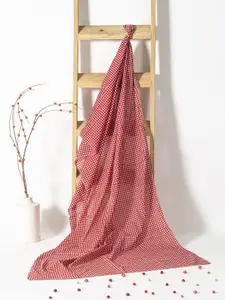 Contrast Living Women Checked Pure Cotton Scarf