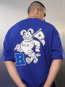 HIGHLANDER Men Graphic Printed Round Neck Drop-Shoulder Oversized T-shirt