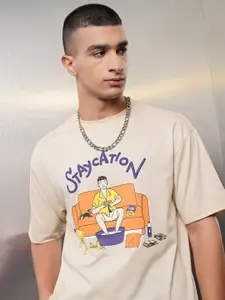 HIGHLANDER Men Graphic Printed Round Neck Drop-Shoulder Relaxed Fit T-shirt