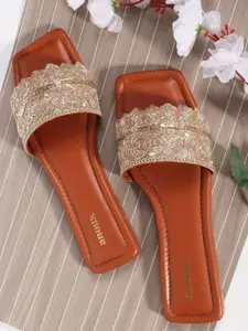 Anouk Women Open Toe Flats with Embroidered