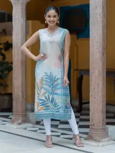 ASPORA Digital Printed V-Neck Straight Kurta