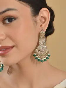 Fida Gold Plated Pearl Beaded Contemporary Drop Earrings