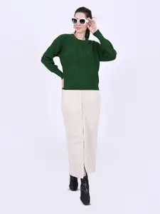 NoBarr Women Solid Round Neck Pullover