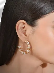 ToniQ Gold-Plated Alloy Contemporary Hoop Earrings