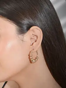 ToniQ Gold-Plated Alloy Contemporary Antique Hoop Earrings