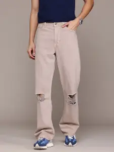 The Roadster Lifestyle Co. Men Flared Slash Knee Stretchable Pure Cotton Jeans