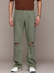 The Roadster Lifestyle Co. Men Flared Pure Cotton Ripped Jeans