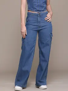 The Roadster Lifestyle Co. Women Pure Cotton Wide Leg High-Rise Jeans