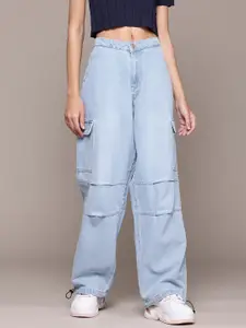 The Roadster Lifestyle Co. Women Parachute Fit High-Rise Cargo Style Jeans