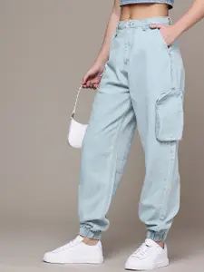 The Roadster Life Co. Women Pure Cotton Straight High-Rise Joggers