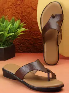 AROOM Women Leather Slip-On Open One Toe Flats