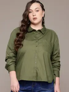 The Roadster Lifestyle Co. Plus-Size Pure Cotton Casual Shirt