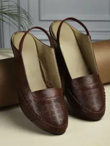 AROOM Women Leather Mules Flats with Laser Cuts