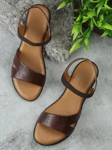 AROOM Women Textured Open Toe Flats