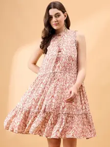 all about you Floral Print Crepe Fit & Flare Dress