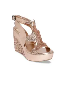 Marc Loire Embellished Open Toe Wedge Heels