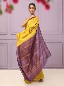 Indethnic Ethnic Motifs Zari Silk Cotton Bagru Saree