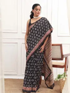 Indethnic Ethnic Motifs Silk Cotton Bagru Saree