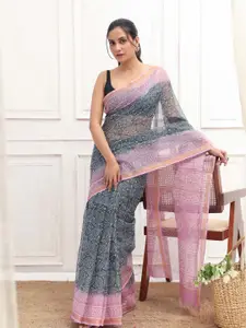 Indethnic Ethnic Motifs Zari Silk Cotton Bagru Saree