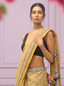 Indethnic Ethnic Motifs Silk Cotton Bagru Saree