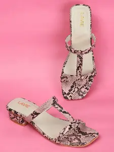 Lavie Printed Block Open Toe Heels
