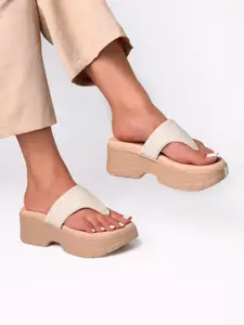 Monrow PU Flatform Round Toe Heels
