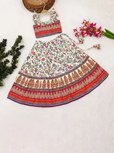 BAESD Girls Printed Foil Print Ready to Wear Lehenga &