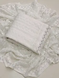 Peachmode Embroidered Silk Georgette Unstitched Dress Material