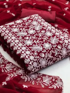 Peachmode Embroidered Silk Georgette Unstitched Dress Material