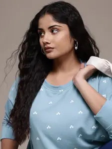 The Roadster Lifestyle Co. Plus Size Printed Round Neck Sweatshirt